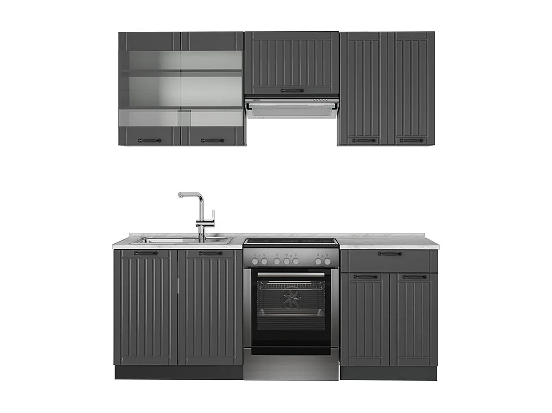 Küchenzeile dunkelgrau 200x60x81.6 fame-line