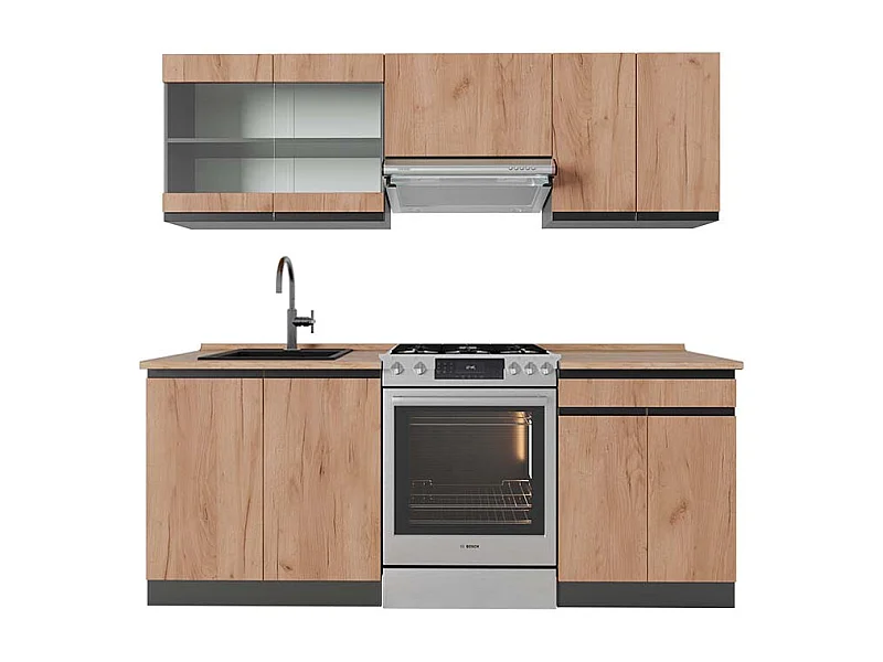 Küchenzeile goldkraft eiche/anthrazit 200x60x81.6 r-line