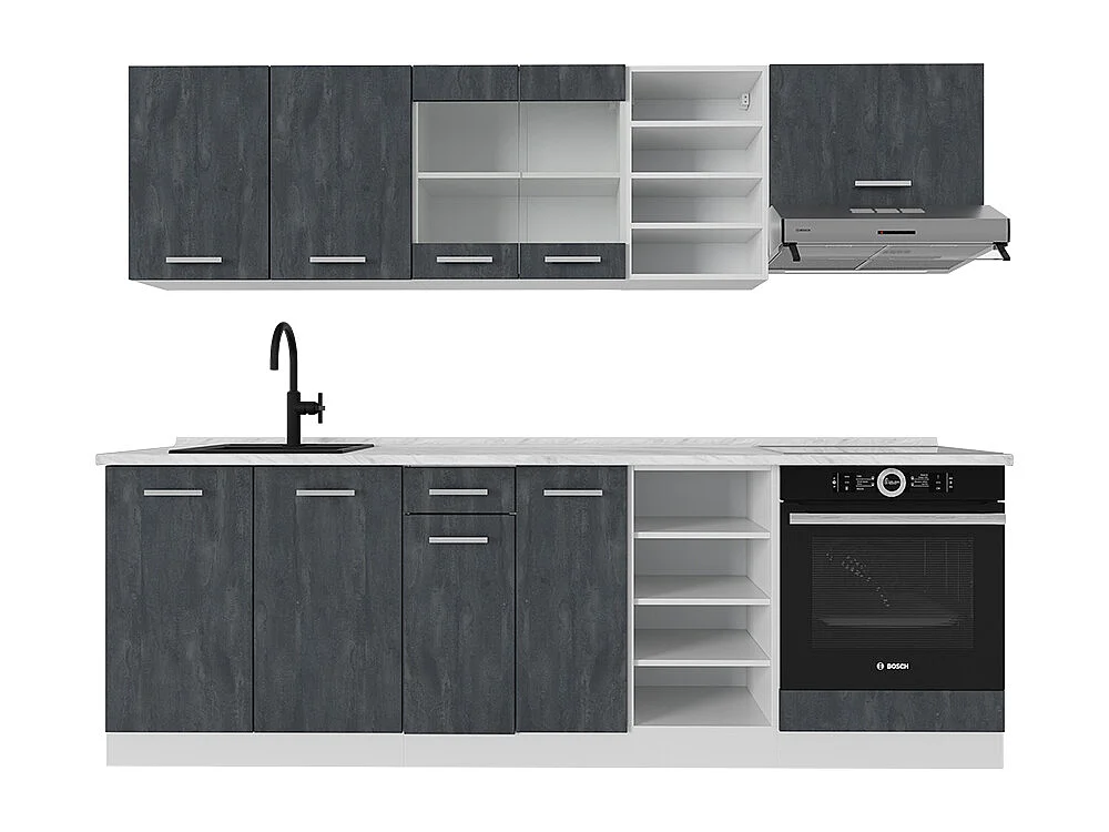 Mueble de cocina hormigón negro/blanco 240x60x81.6 r-line