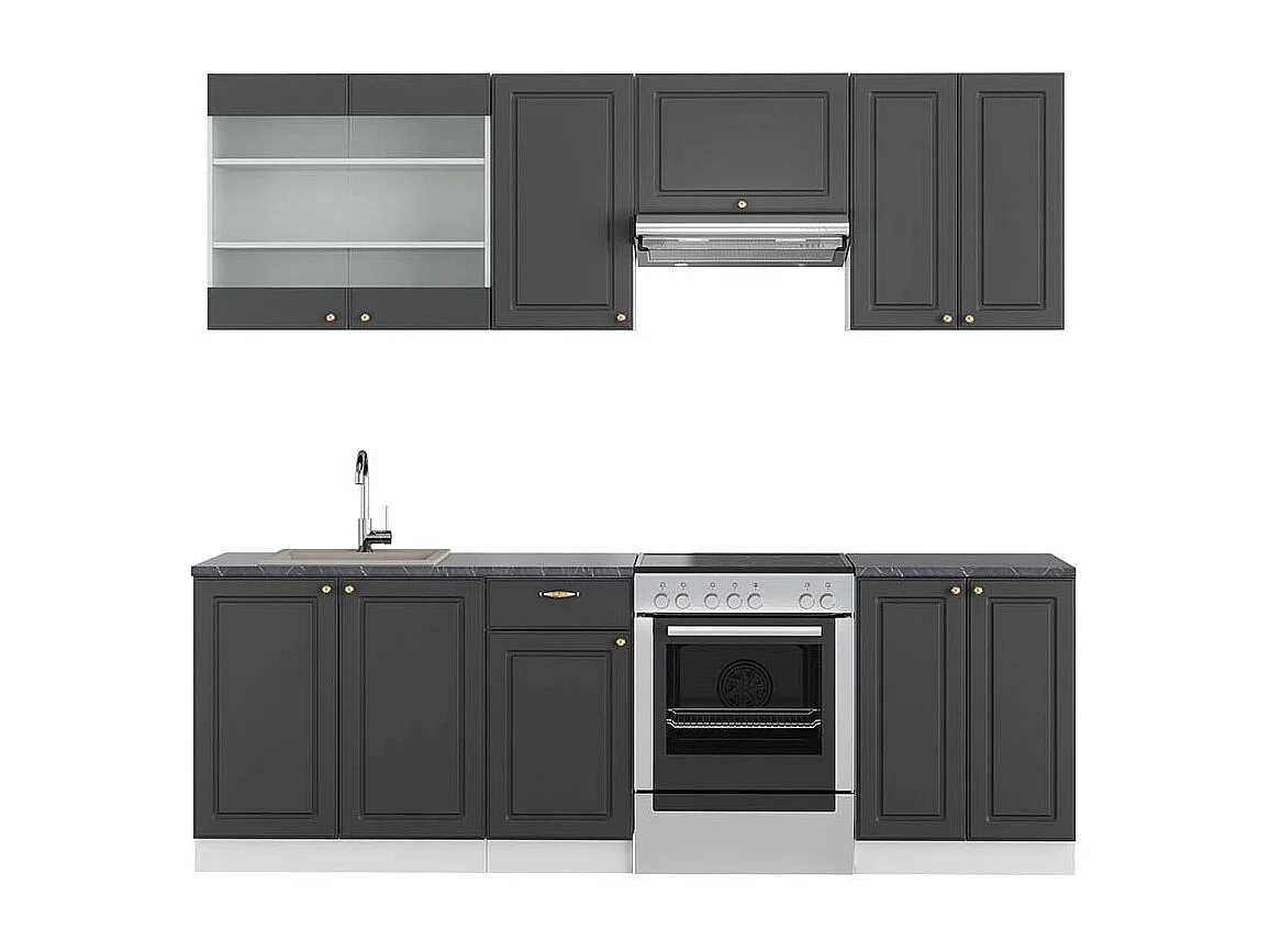 Cuisine anthracite-or/blanc 240x60x81.6 fame-line
