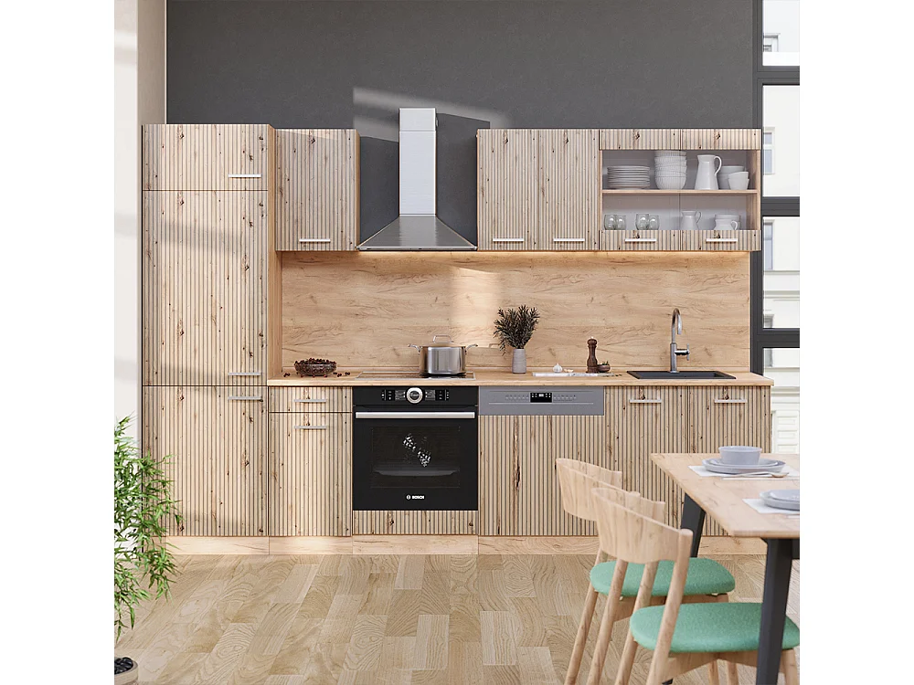 Küchenzeile artisan-eiche/goldkraft eiche 300x60x81.6 r-line