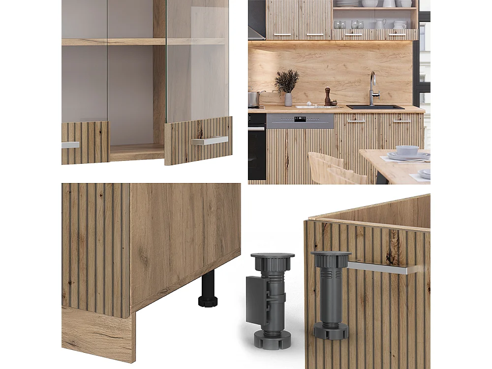 Küchenzeile artisan-eiche/goldkraft eiche 300x60x81.6 r-line