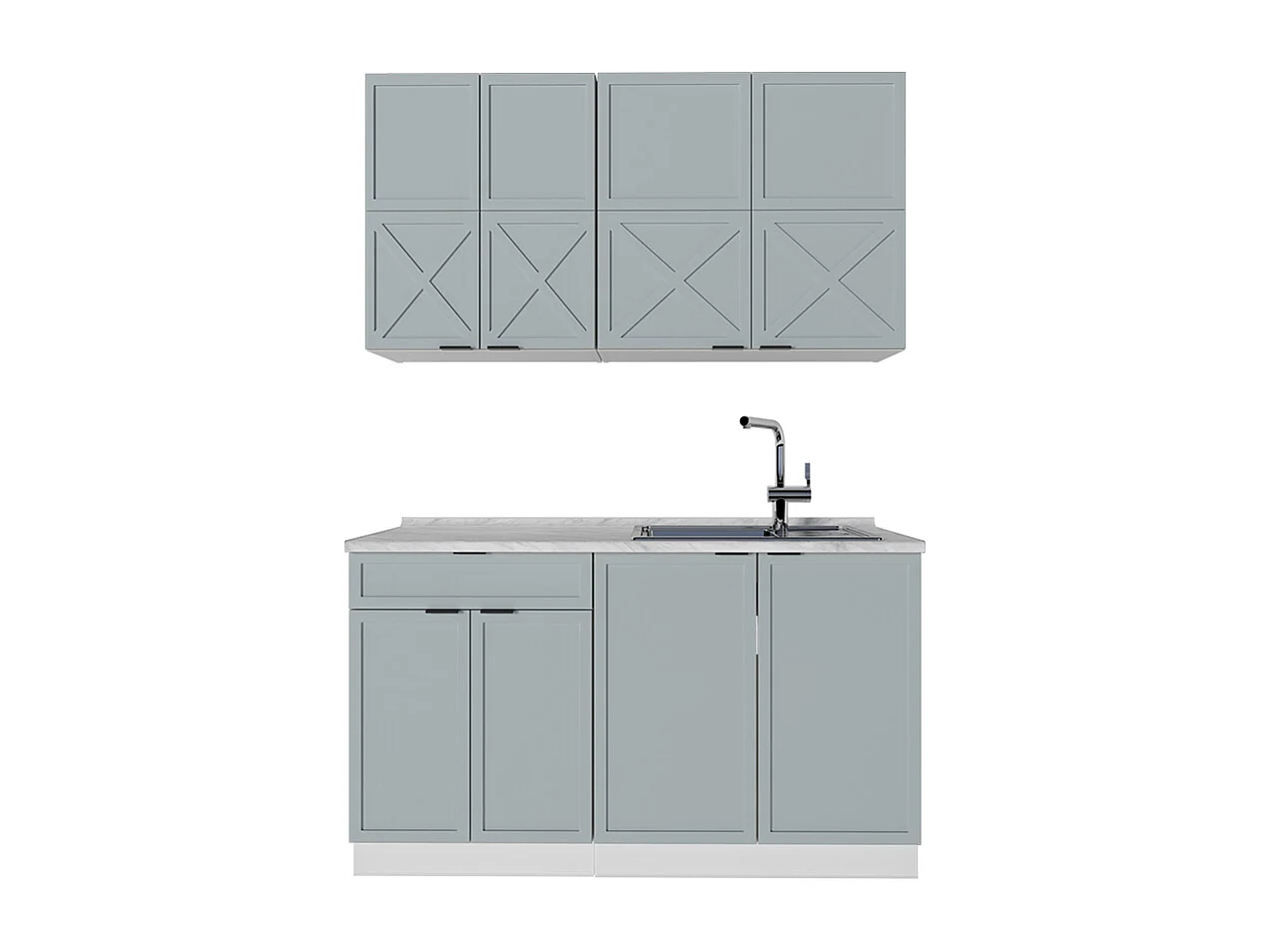 Cuisine bleu clair-gris/blanc 140x46x81.6 fame-line