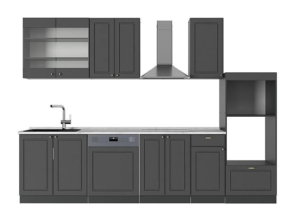Mueble de cocina antracita-oro landhaus 300x60x81.6 fame-line