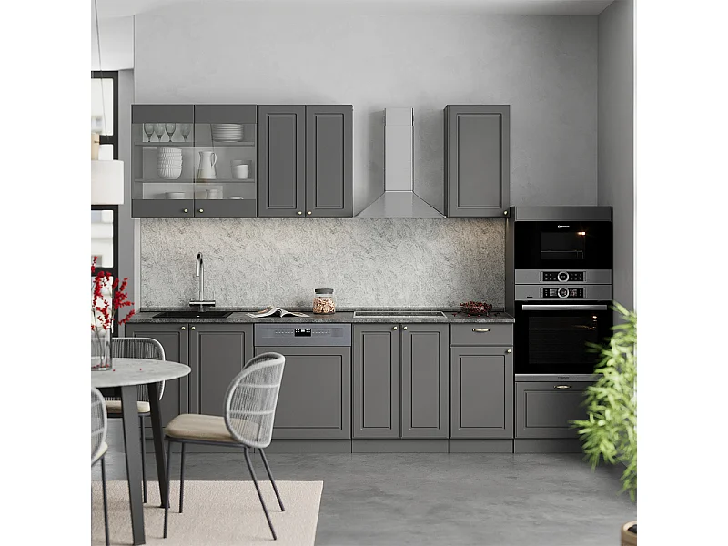 Cuisine anthrazit-gold landhaus 300x60x81.6 fame-line