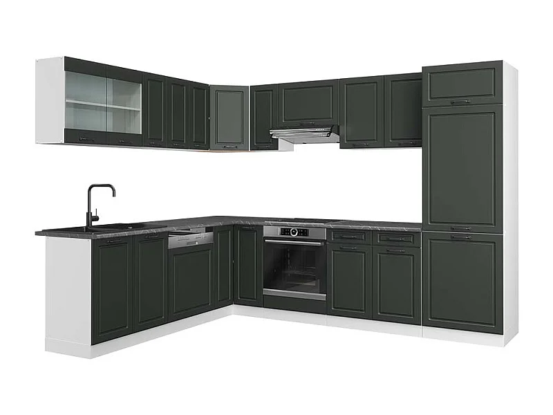 Eckküche anthrazit landhaus/weiß 287x60x81.6 r-line