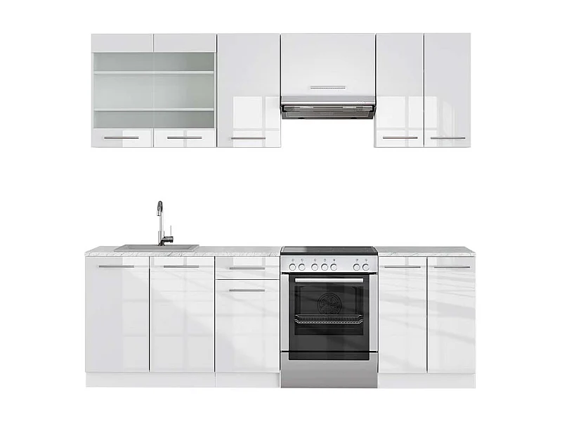 Cucina componibile bianco lucido/bianco 240x60x81.6 fame-line