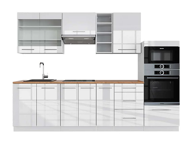 Mueble de cocina blanco alto brillo/blanco 280x60x81.6 fame-line