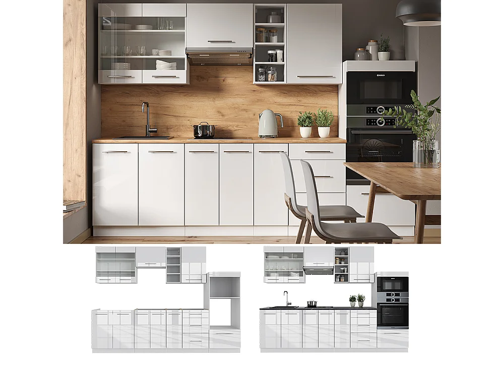 Cuisine blanc brillant/blanc 280x60x81.6 fame-line