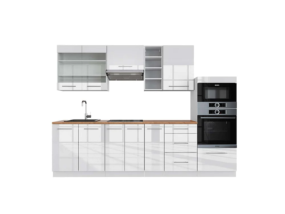 Aneks kuchenny biały wysoki połysk/biały 280x60x81.6 fame-line