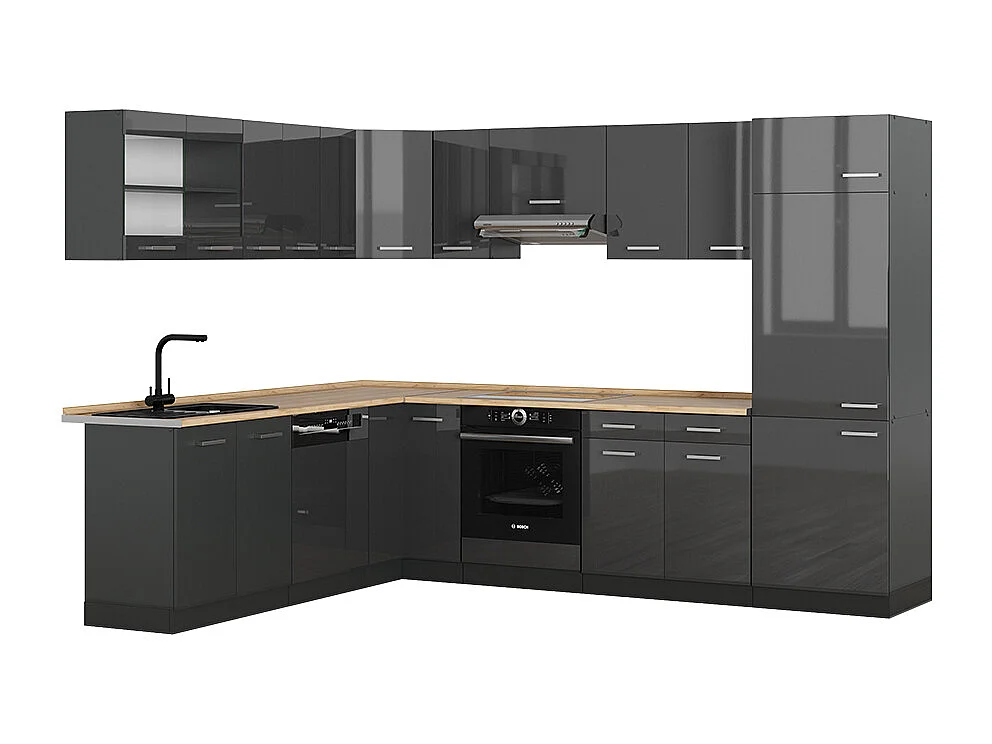 Cuisine en angle anthracite brillant/anthracite 287x46x81.6 r-line