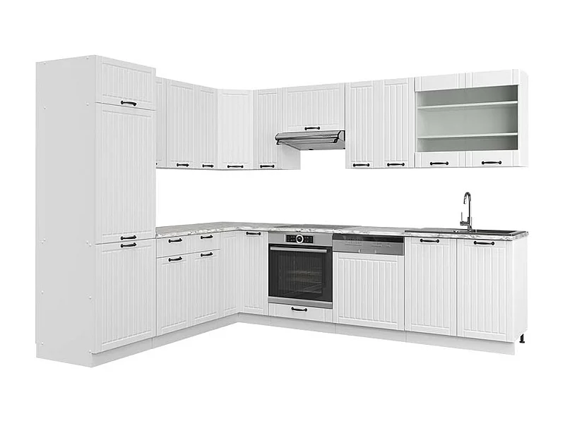 Cuisine en angle blanc campagne/blanc 287x60x81.6 fame-line