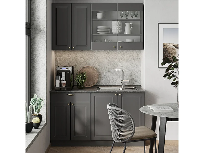 Cuisine anthrazit-gold landhaus 140x60x81.6 fame-line