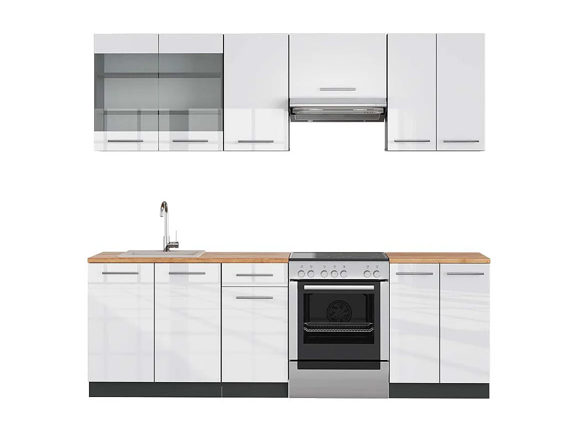 Cuisine blanc brillant/anthracite 240x60x81.6 fame-line