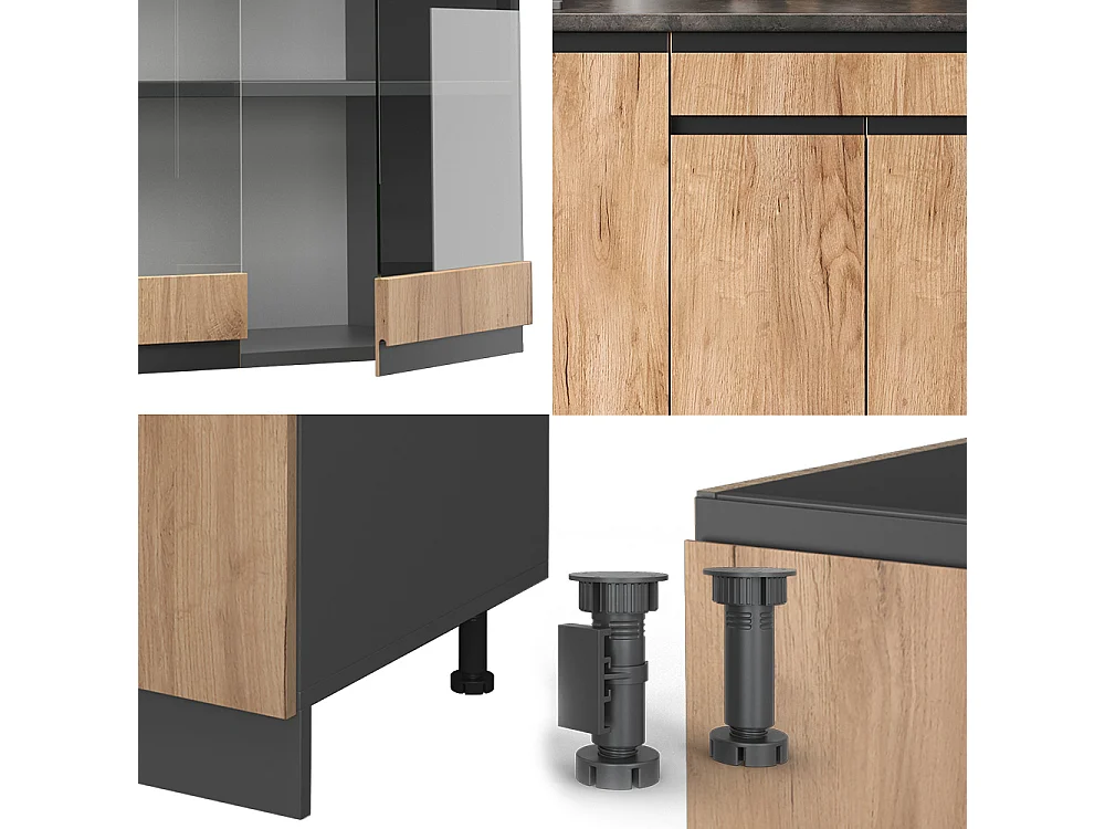 Eenpersoonskeuken eik goud/antraciet 140x60x81.6 r-line
