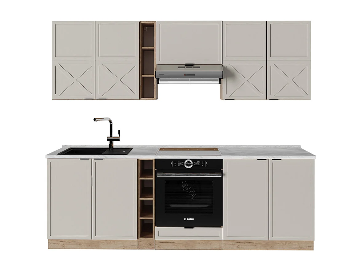 Cuisine grisbeige/chêne doré 235x60x81.6 fame-line