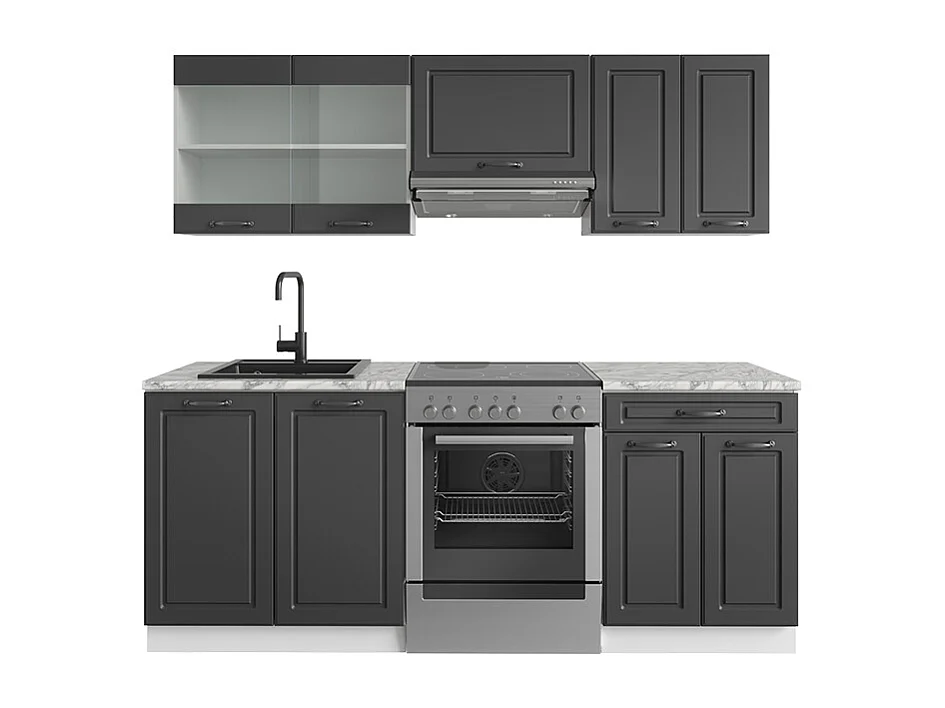 Cuisine anthracite maison de campagne/blanc 200x60x81.6 r-line