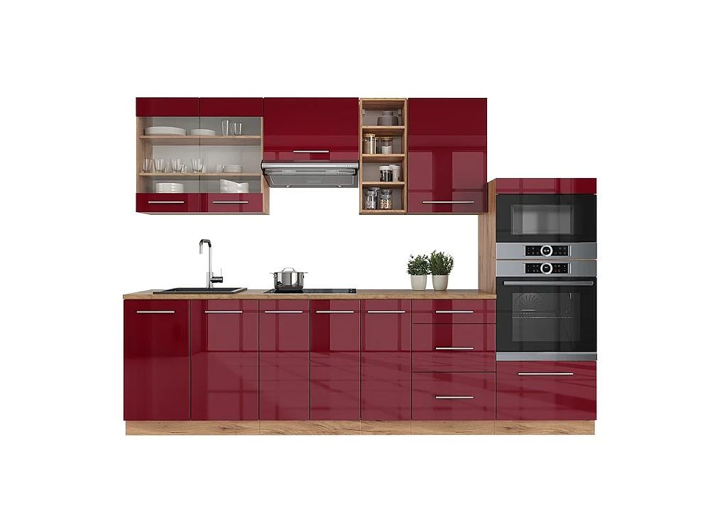 Pentry bordeaux högblank/goldkraft ek 280x46x81.6 fame-line