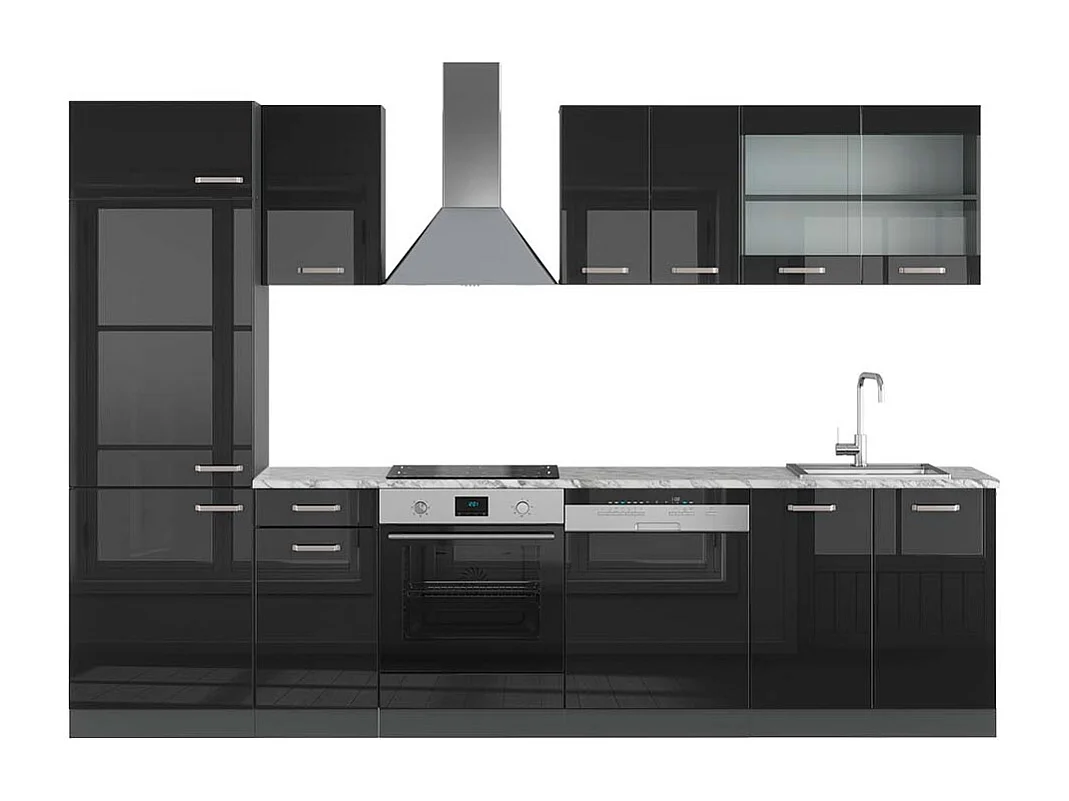 Cuisine noir brillant/anthracite 300x60x81.6 r-line