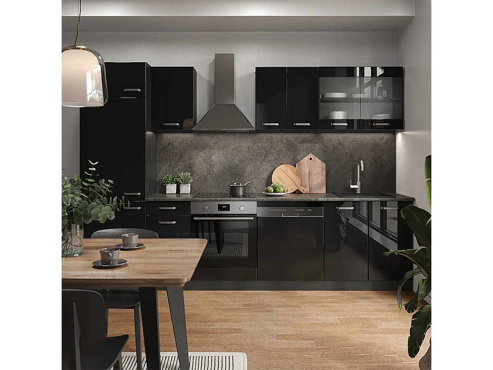 Cuisine noir brillant/anthracite 300x60x81.6 r-line