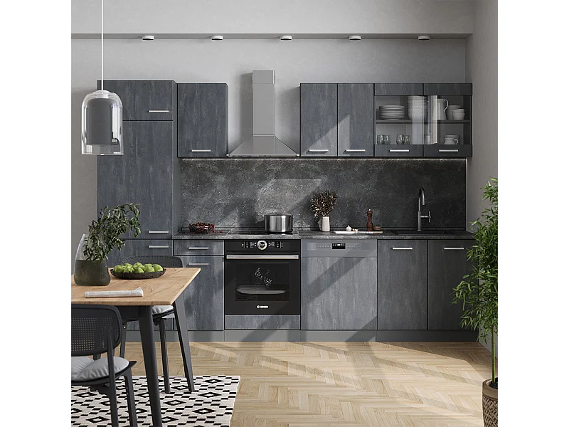 Mueble de cocina hormigón negro/antracita 300x46x81.6 r-line