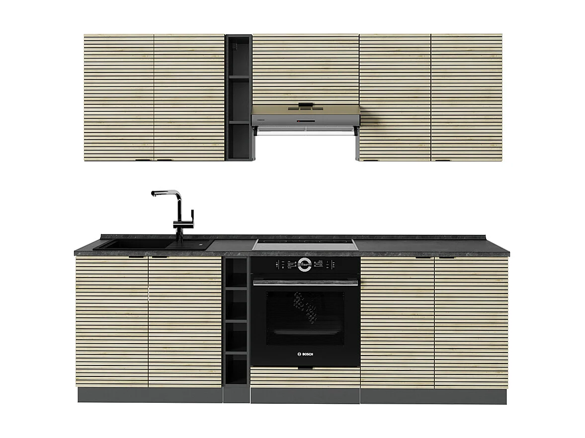 Mueble de cocina panel de roble/antracita 235x60x81.6 fame-line