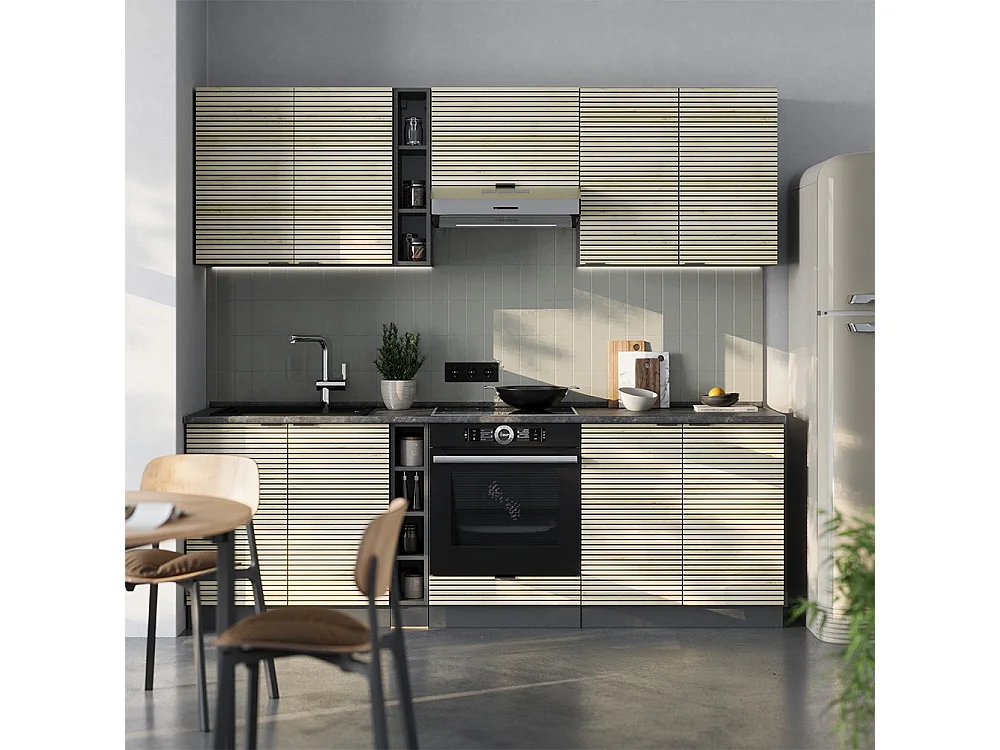 Mueble de cocina panel de roble/antracita 235x60x81.6 fame-line