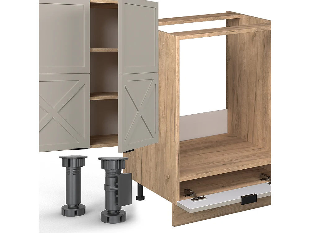 Cuisine en angle grisbeige/chêne doré 347x60x81.6 fame-line