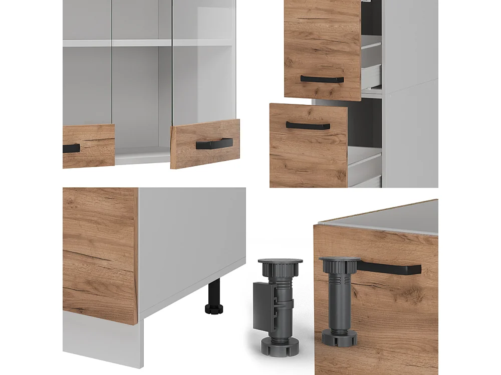 Mobile da cucina quercia dorata/bianco 350x60x81.6 r-line