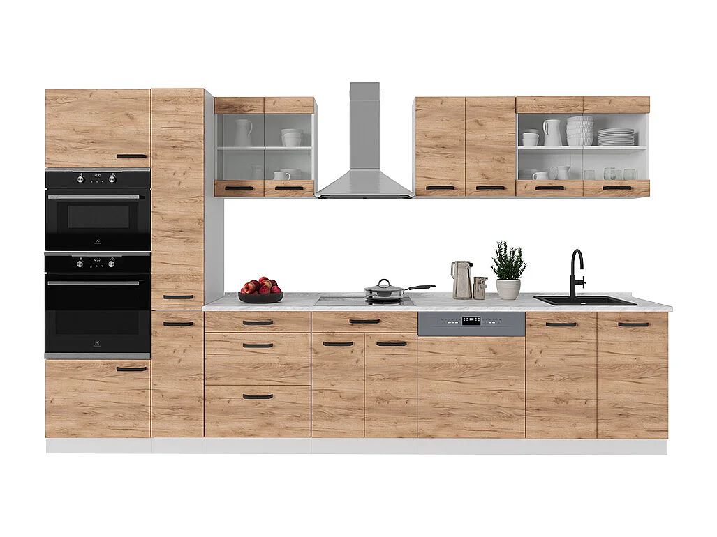 Mobile da cucina quercia dorata/bianco 350x60x81.6 r-line