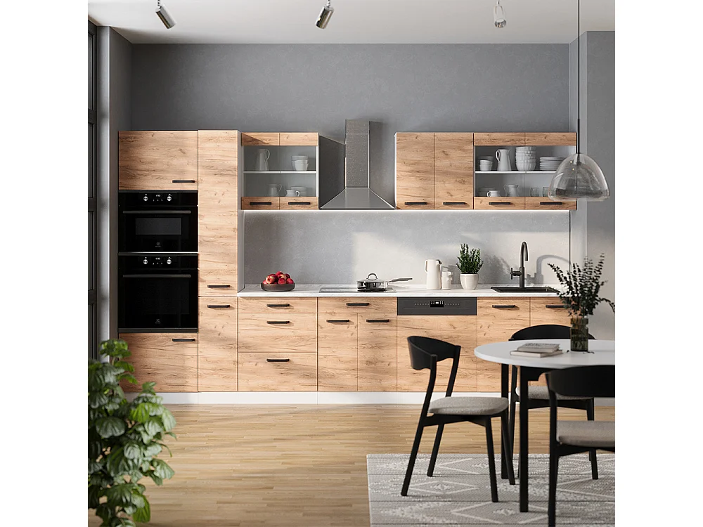 Ligne de cuisine chêne doré/blanc 350x60x81.6 r-line
