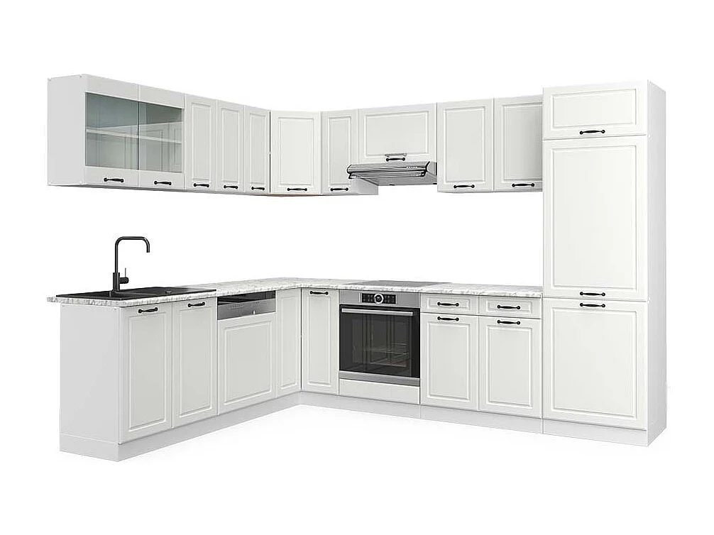 Cuisine en angle blanc campagne/blanc 287x60x81.6 r-line