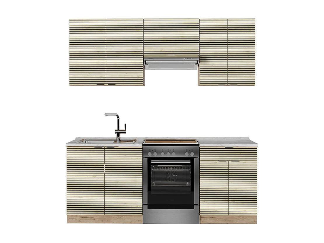 Cuisine chêne lambris/chêne doré 200x60x81.6 fame-line