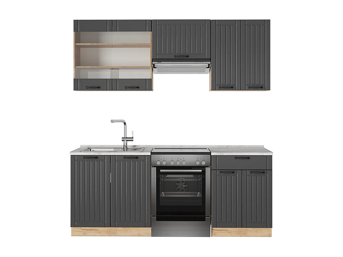 Cucina componibile grigio scuro 200x60x81.6 fame-line