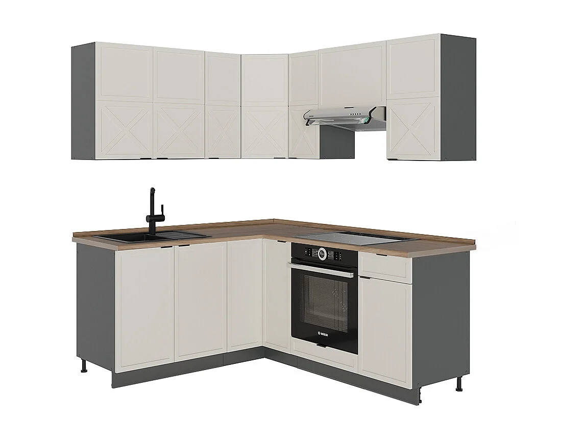 Cuisine en angle grisbeige/anthracite 190x60x81.6 fame-line
