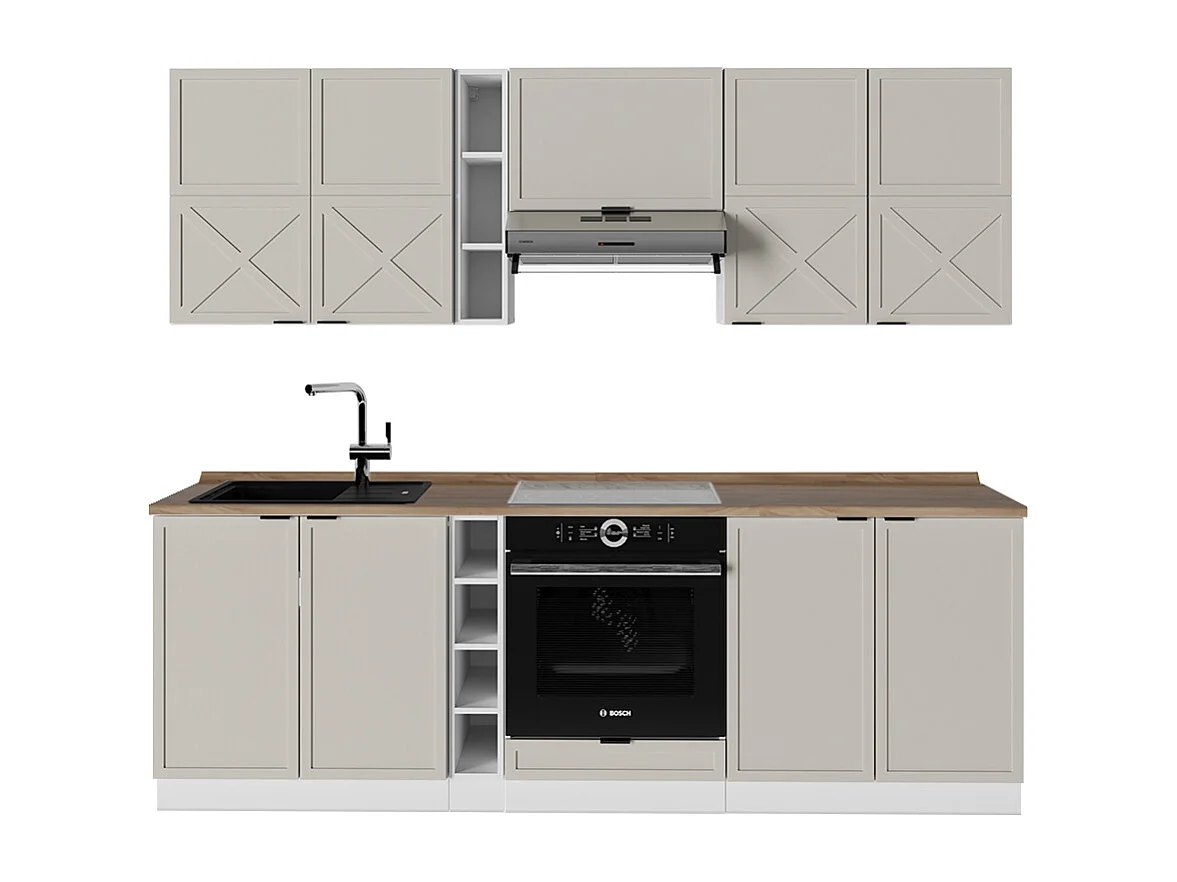 Cuisine grisbeige/blanc 235x60x81.6 fame-line