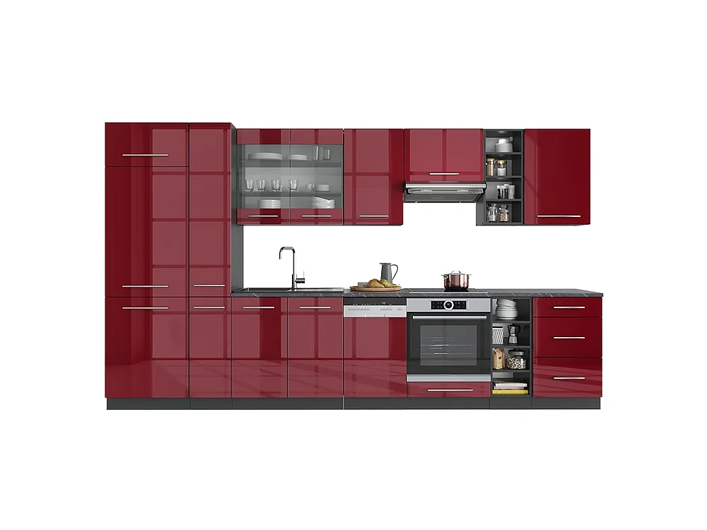 Cuisine bordeaux haute brillance/anthracite 355x60x81.6 fame-line