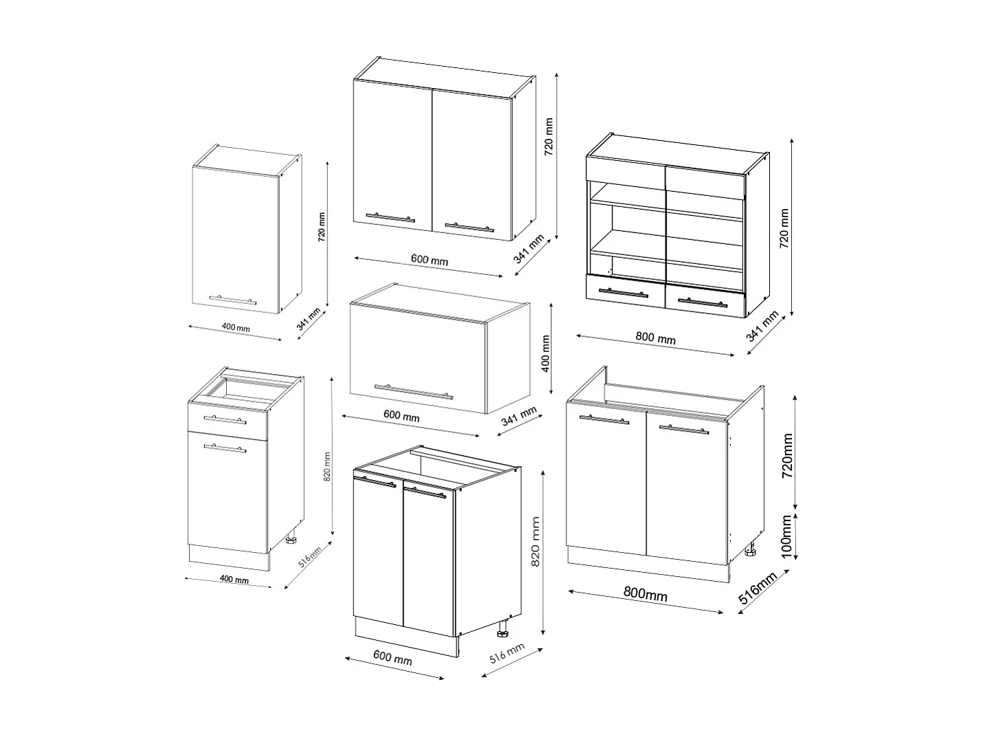 Cuisine anthracite maison de campagne/blanc 240x60x81.6 fame-line