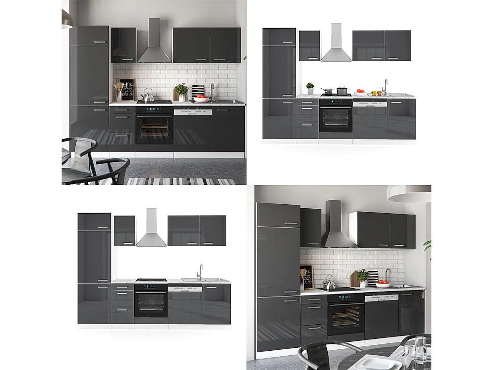 Mueble de cocina antracita brillo intenso/blanco 270x57.1x81.6 optima