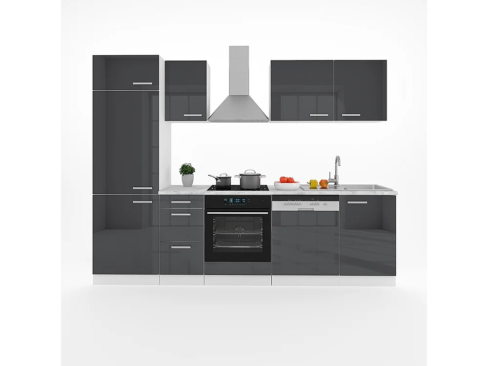 Cuisine anthracite brillant/blanc 270x57.1x81.6 optima