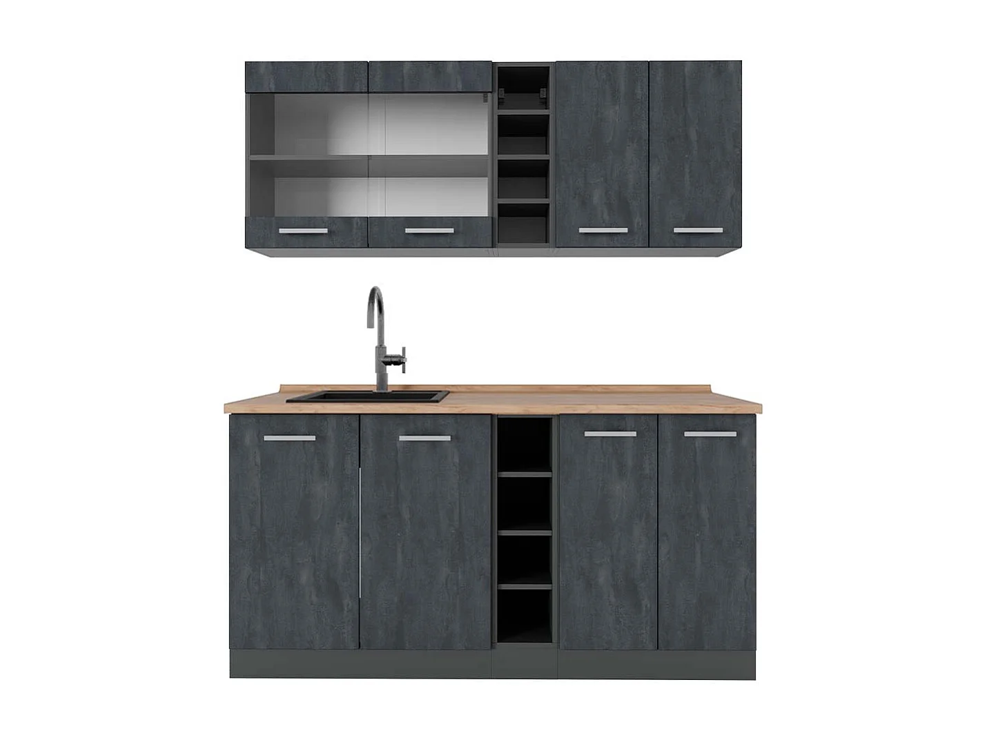 Cuisine noir béton/anthracite 160x60x81.6 r-line