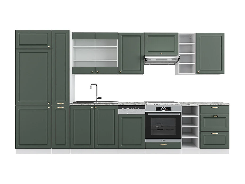 Cuisine vert-or landhaus/blanc 355x46x81.6 fame-line