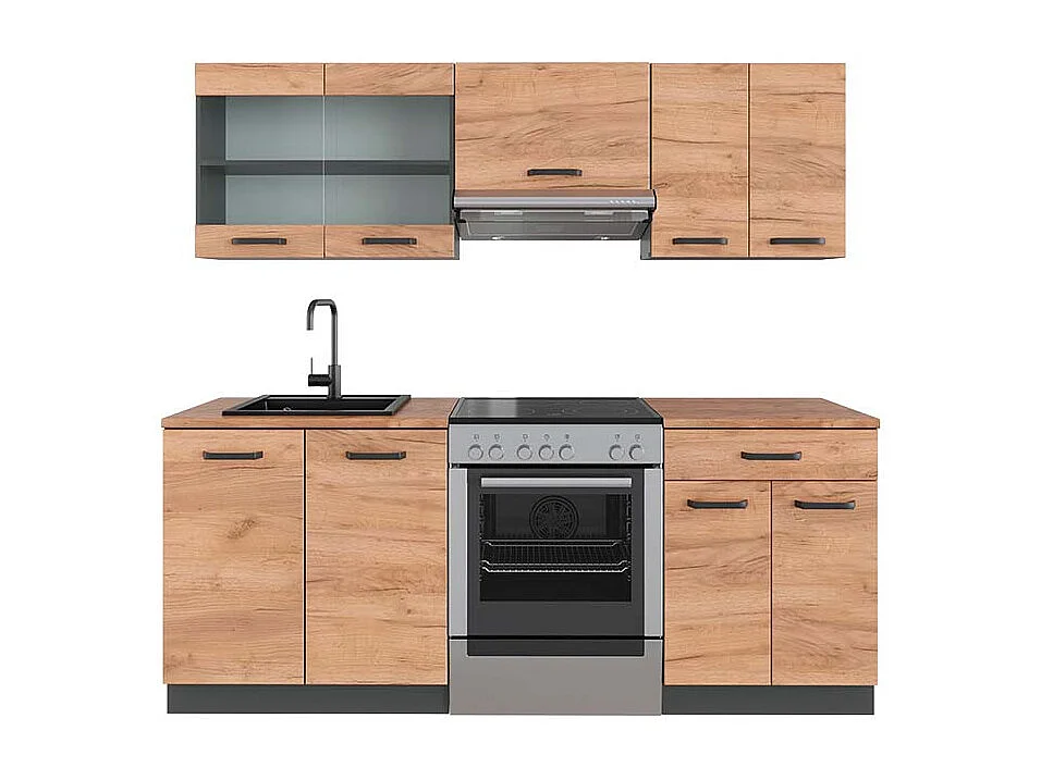 Mueble de cocina oro power roble/antracita 200x60x81.6 r-line