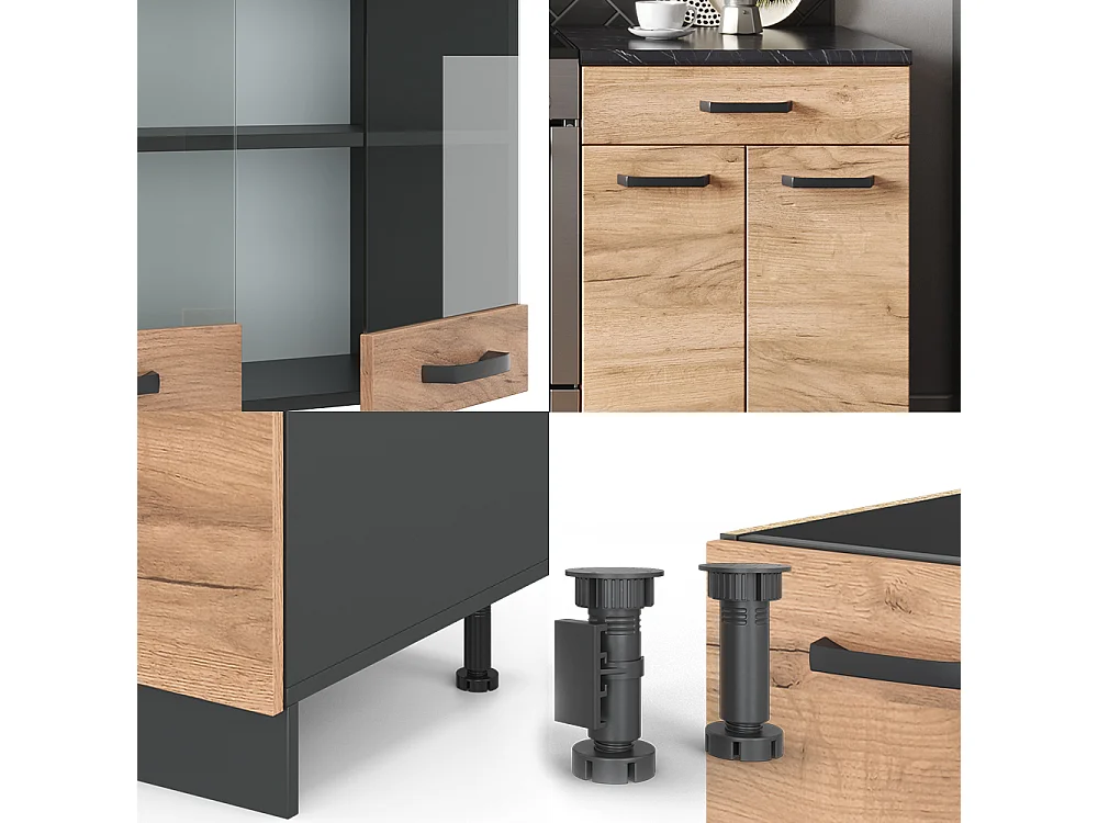 Cuisine chêne doré/anthracite 200x60x81.6 r-line