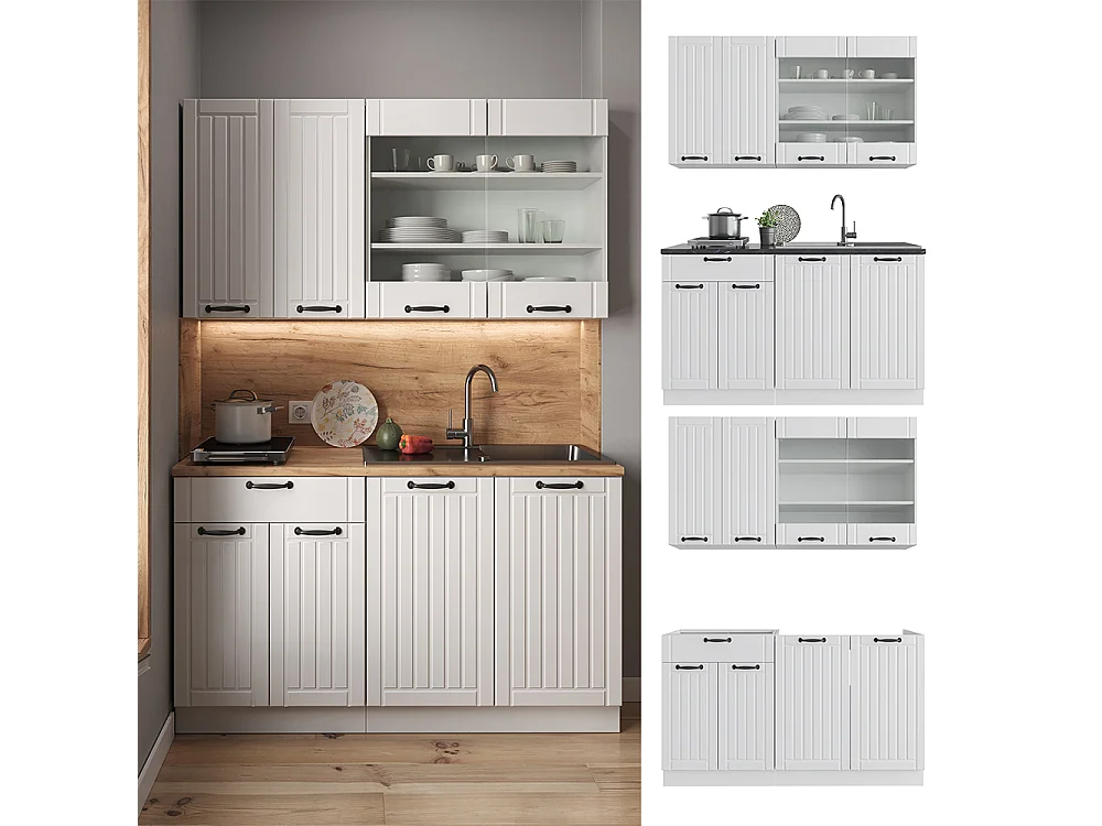 Cucina completa casa di campagna bianca/bianco 140x60x81.6 fame-line