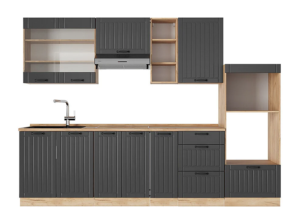 Mueble de cocina gris oscuro 280x60x81.6 fame-line