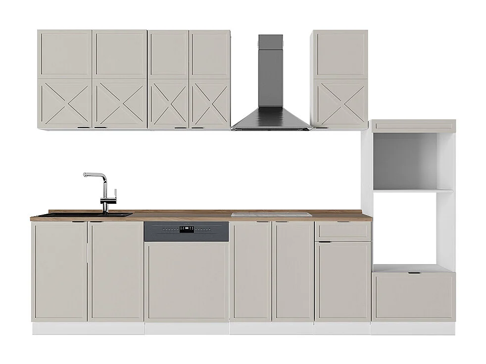 Køkkenrække grå/beige/hvid 300x60x81.6 fame-line