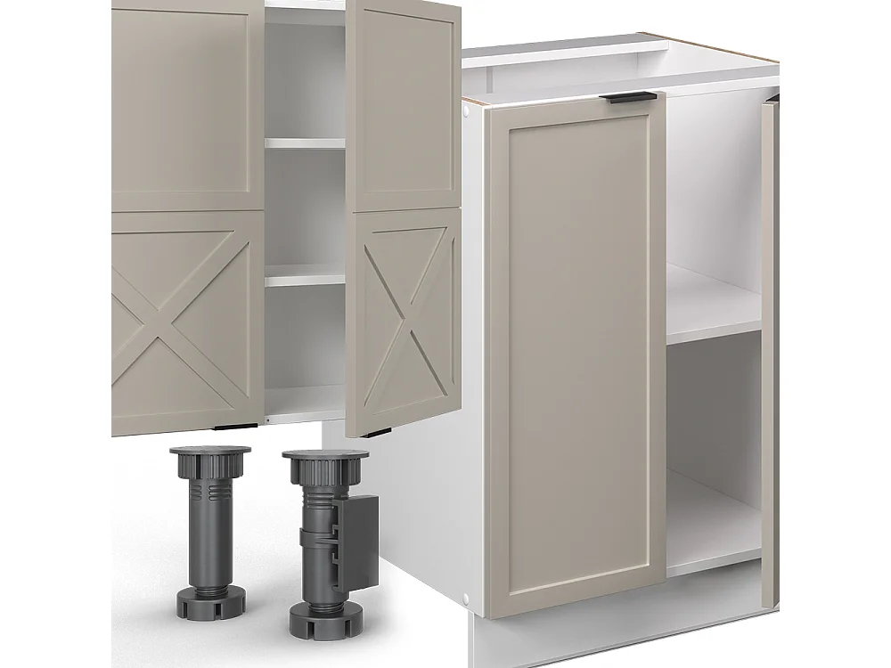 Køkkenrække grå/beige/hvid 300x60x81.6 fame-line