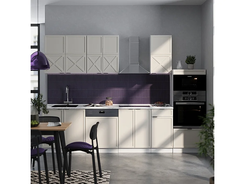 Cuisine grisbeige/blanc 300x60x81.6 fame-line