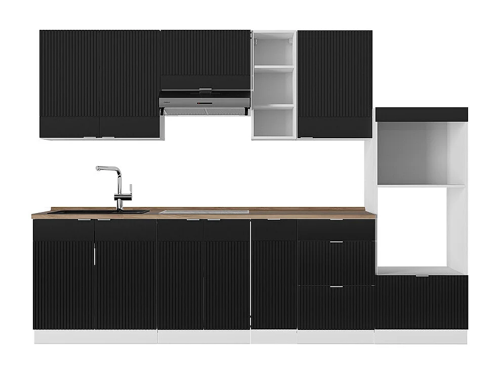 Cuisine noir rayé/blanc 280x60x81.6 fame-line